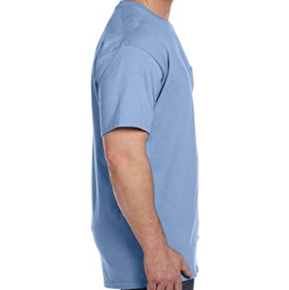 Hanes Short Sleeve Beefy-T Pocket T-Shirts, Light Blue, XLarge - Picture 3 of 3